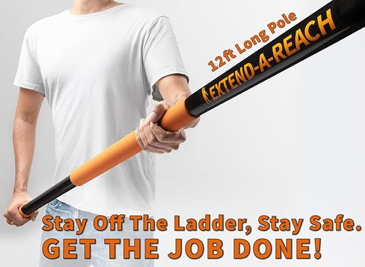 20 Foot High Reach Duster Kit with 4-12 ft Extension Pole // High Ceiling Dusting and Window Cleaning Kit with Telescopic Pole // Baseboard and Wall Washer Mop, Squeegee, Fan Blade & Cobweb Dusters
