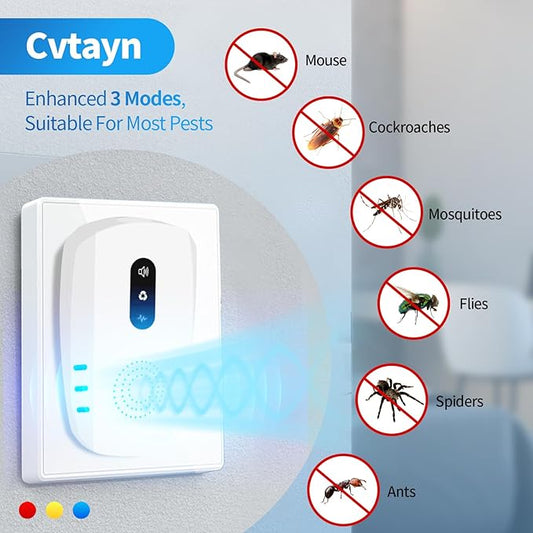 2025 Upgraded Ultrasonic Pest Repellent Indoor Insect Repeller, Pest Control, Repellent Roach, Mouse, Bugs, Mosquito, Mice, Spider, Ant, Rodent Repellent Ultrasonic Plug in, 3 Mode Switching, 2 Packs