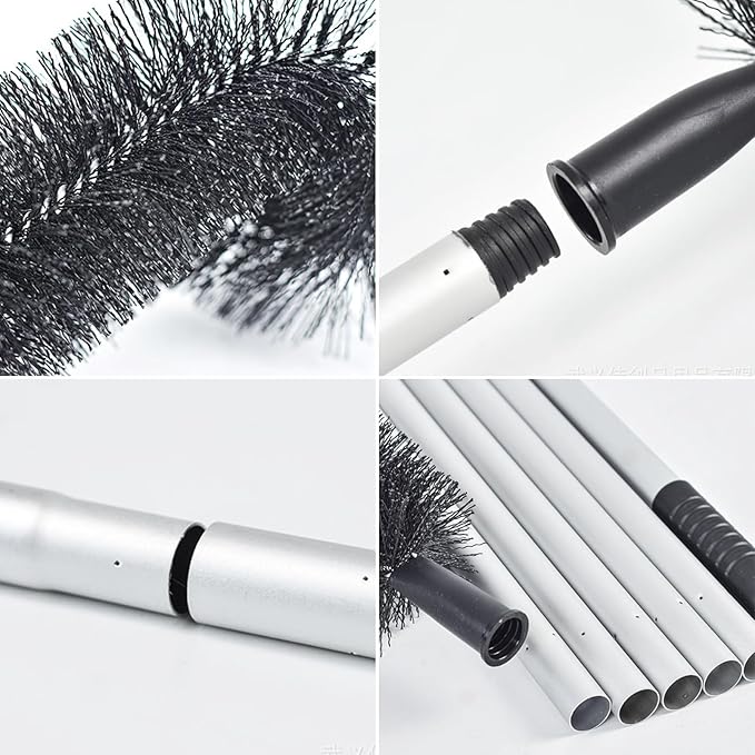 Gutter Cleaning Tool with Curved Stiff Bristles, Retractable Flexible Roof Gutter Brush Cleaner for Removing Dust, Leaves, Debris, and Branches