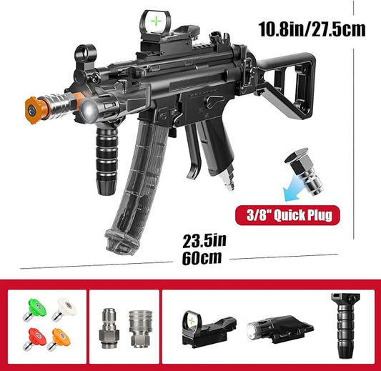 MP5 Model Pressure Washer Gun with Swivel & 4 Nozzles, 3600 PSI High Pressure Spray Gun with 3/8" Quick Connect Plug, Swivel Gun Compatible with Foam Cannon, Power Washer Accessories (Black)