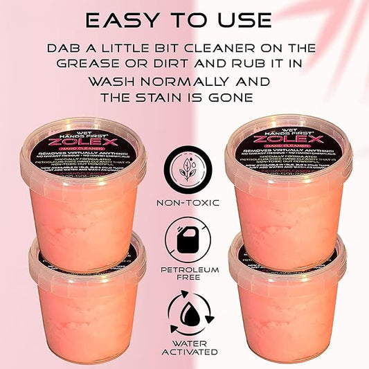 Zolex Water Activated Cherry Hand Cleaner for Hard Working Hands | Stain Remover for Heavy Duty Workers | Grease Remover for Mechanics and Industrial Workers - Non-Toxic Petroleum Free (Case of 24 Personal-Sized 4 oz Tubs)