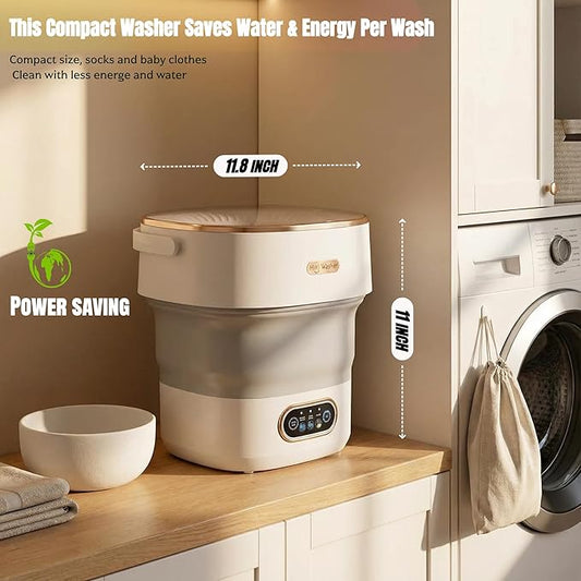 Mini Laundry Machine 16L, Portable Washing Machine and Spinner - Foldable & Compact for Baby Clothes, Underwear, Socks, Ideal for Travel, Dorm, Apartment, Camping