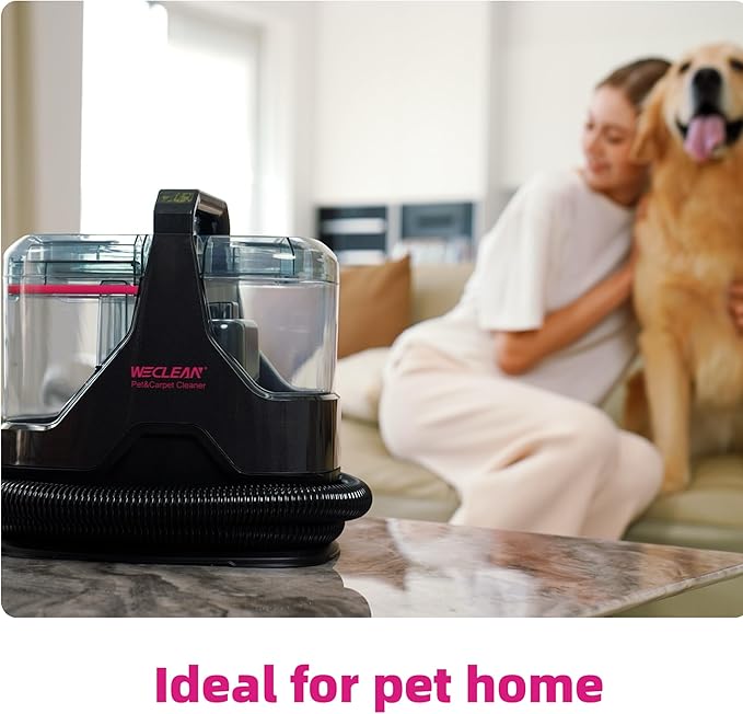 Portable Carpet Cleaner,18kPa Handheld Spot Cleaner for Upholstery and Car Interior,Cordless Pet Stain Remover with 500ml Tank,Lightweight for Sofa,Couch,Stairs,Mattress,Black and Pink