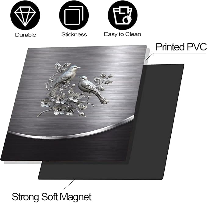 Grey Metal Silver Pattern,Dishwasher Cover Sheet, Magnetic Bird Flower Polishing Steelbird Dishwasher Skin Decor, Silver Texture, 23X17 INCH Magnet Rerigerator Wrap, Kitchen Panel Full Decal