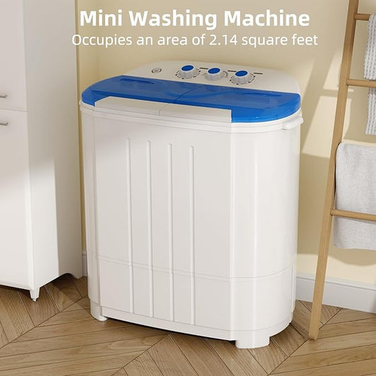 Zynkez Portable Washing Machine, 14Lbs Compact Twin Tub Laundry Washer, Semi-Automatic 9Lbs Washer and 5Lbs Spinner Combo for Apartments, Dorms, RVs
