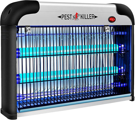 Indoor Electric Bug Zapper, 2800V Powerful Flying Insect Mosquito Killer w/ 20W Blue Light Attract, Plug-in Pest Control Machine for Moth, Fruit Fly, Fungus Gnat, Garage Bug Catcher/Eliminator/Trap