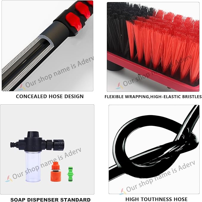 Washing Kit, Water-fed Brush W/Soap Dispenser, 3.6-6M Window Cleaning Pole, Water Fed Telescopic Brush,Window Cleaner Equipment,Extendable Solar Panel Washing Equipmen (35cm Brush Head,3.6M)