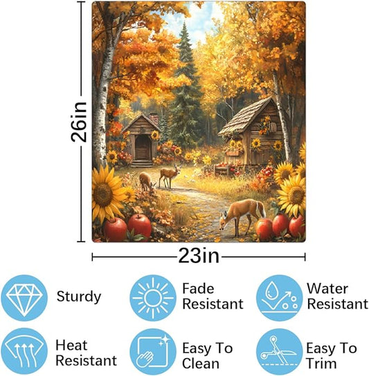 Autumn House Deer Golden Dishwasher Magnet Cover for The Front Magnetic Dishwasher Door Covers Dish Washer Sticker Wrap Home Decorative Appliances Panel Decal Kitchen Decor 23" x 26" (Magnetic)