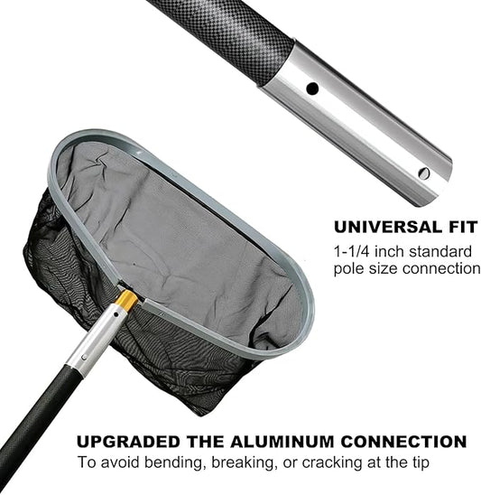 Carbon Fiber Pool Pole, Professional 15 FT Telescoping Swimming Pool Cleaning Pole 4.6 to 15 FT, Ultra-Lightweight 4-Section Adjustable Skimmer Pole for Nets, Brushes, Vacuums – Rustproof