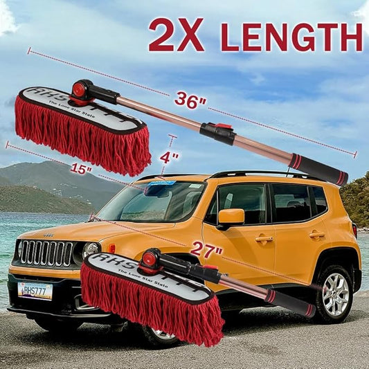 Car Duster Exterior Scratch Free Extendable Handle,Wax Cotton Hair Auto Brush Kit for Truck,SUV,RV and Motorcycle,Duster for Cleaning,No Lint(The Long Star State Designer License Plate)