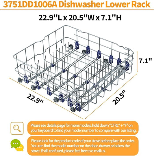 Upgraded 3751DD1001C 3751DD1001J Dishwasher Lower Rack Replacement Parts for LG Dishwasher Rack LDF7774ST LDF5545ST Lower Dishrack LG Dishwasher Bottom Rack Direct Drive Dish Washer Drawer Wheels