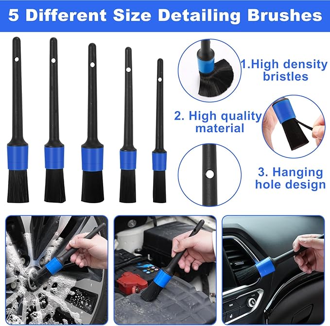 Viewsun 35Pcs Car Cleaning Kit with High Power Handheld Vacuum, Car Wash Mop with Long Handle, Bucket, Detailing Brush Set, Windshield Cleaner, Complete Interior Exterior Washing Supply for Men Women