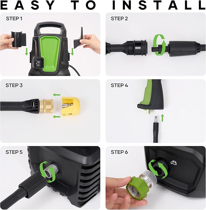 Multi-Surface Cleaning Tool with Foam Blaster, 35FT Power Cord and 20FT Hose, 3 Quick Connect Nozzles, 400ml Foam Bottle for Cars, Driveways, Fences, Patios, Home Cleaning