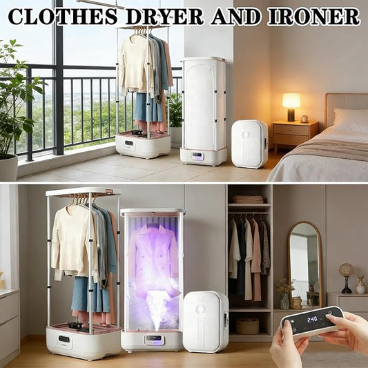 Automatic Vertical Garment Steamer System with Remote, 900W Wireless Steam Iron and Drying Station, Multi-Function Steam Closet for Full-Size Clothing and Fabric Care