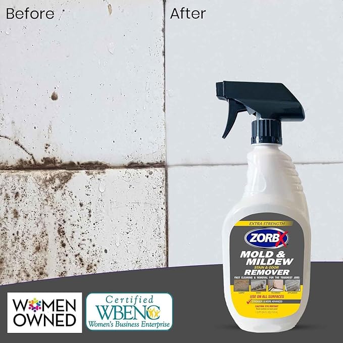 ZORBX Extra Strength Remover & Cleaner Spray 24 FL Oz ?€? Scrub Free Formula - Bleach Free Stain & Smell Eliminator for Shower, Bathroom, Ceiling, Carpet, Cars, Walls & Wood