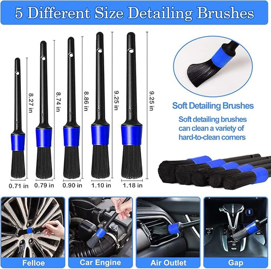 30Pcs Car Detailing Brush Set, Car Detailing Kit, Car Cleaning Kit, Car Windshield Cleaning Tool, Professional Car Care kit - Car Wash Brush kit for Interior Exterior Wheels(Blue)