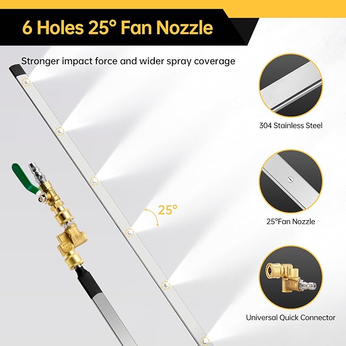 REALYOU 40" Radiator Cleaning Wand, 4500 PSI Radiator Cleaner Wand Water & Air Dual-Use, Radiator Cleaning Tool with 25° Fan Nozzle, Brush, Quick Coupler, Radiator Cleaner for Car, Truck, RV
