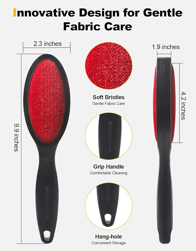 Lint Brush Lint Remover Lint Brushes for Clothes - Dual Sided Reusable Pet Hair Remover for Clothes Sheet Carpet Furniture Fabric, 2 Count - Image 7