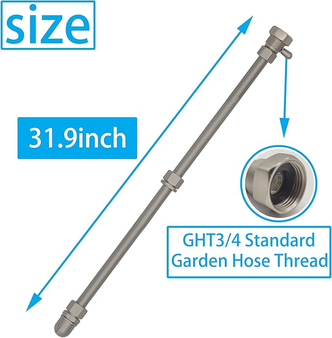All Metal RV Black Tank Cleaner Wand with Shut-Off Valve, Straight Swivel Stick for RV Toilet, Powerful Rotary Cleaning Capability for Cleaning Deposits (Straight Swivel Black Tank Wand)