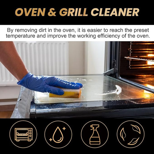 Oven and Grill Cleaning Spray – Dissolves Grease in 5 Minutes, No Scrubbing Required, Removes Odors, Eliminates Thick Grease & Build Up, Grease Remover, 3.38 Floz (1pcs)