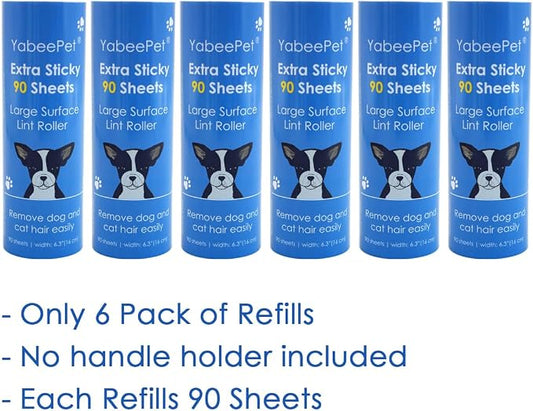 Extra Sticky Large Lint Roller Refills, 6.3'' Giant Lint Roller Refills for Pet Hair, Clothes&Furniture Cleaning, 540 Sheets in Total - Image 2