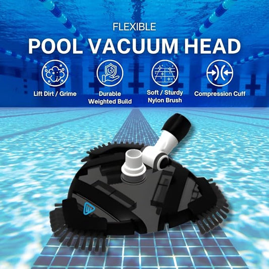 Wessel-Werk Pool Vacuum Heads with Profesional Weighted Design and Flexible Side Brush Strips to Deep Clean Inground & Above Ground Pools (Triangle Pool Vacuum Head)