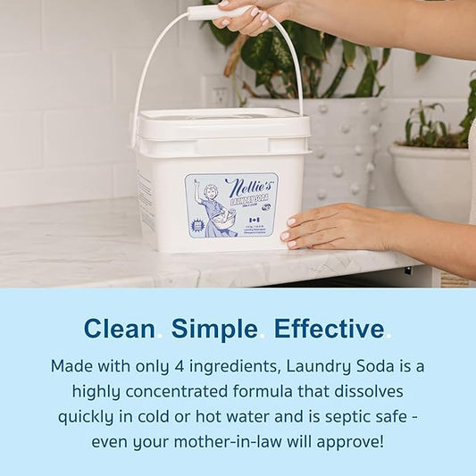 Nellie’s Laundry Soda – Concentrated Powder Detergent – 500 Load Bulk Format – Gentle, Fragrance-Free, Effective on Stains – Compatible with HE & Standard Machines, Septic Safe – Made in Canada