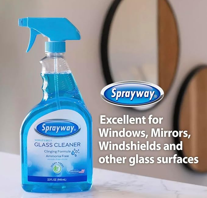 Sprayway Glass Cleaner Liquid Spray, 32oz, Pack of 6 | Ammonia-Free, Streakless, Foaming Action | Recyclable Bottle, Fresh Fragrance | Removes Fingerprints, Dust, Dirt, Smoke Film | All Glass Surfaces