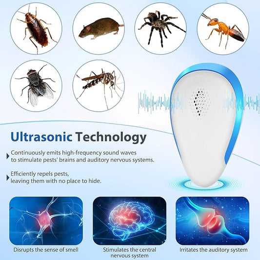 2026 Upgraded Ultrasonic Pest Repeller Indoor Insect Repeller Pestlab, Repellent Roach, Mouse, Bugs, Mosquito, Mice, Spider, Ant, Rodent Repellent Ultrasonic Plug in, Pet-Friendly, 6 Pack
