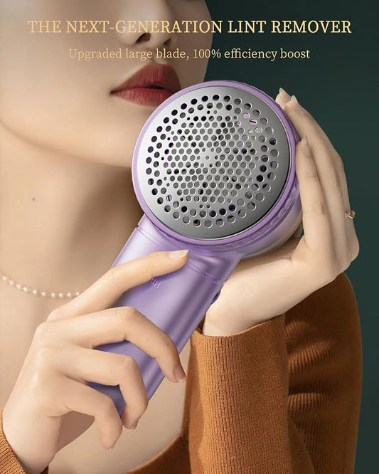 Fabric Shaver with Lint Brush, Large Lint Shaver with Digital Display | 3-Speeds Lint Remover with 6-Leaf Blades, 1200mAh Electric Sweater Shaver to Remove Pilling for Clothes, Furniture - Image 2