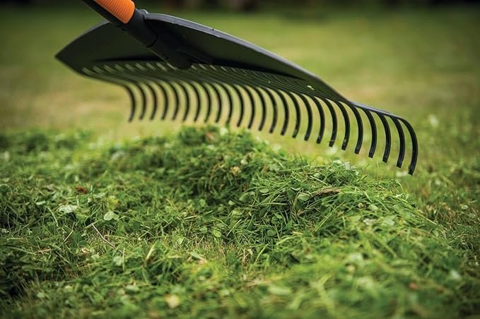 Fiskars QuikFit Leaf Rake L, Tool Head, 25 prongs, Length: 50 cm, Plastic prongs, Black/Orange, 1000642