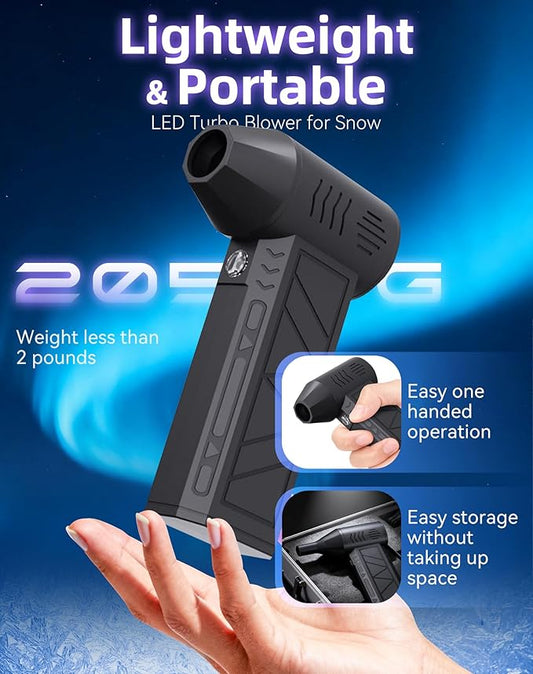 2026 Next Generation LED Turbo Blower - 100,000 RPM Portable Snow Removal Tool for Cars & Driveways, Mini Turbo Snow Blower, 3-Speed & Fast Snow, USB Rechargeable, Ergonomic Design
