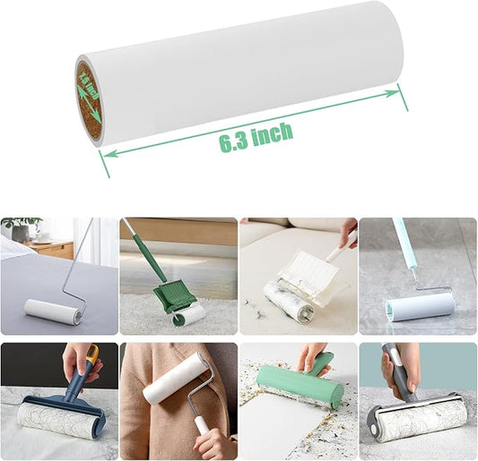 6.3 inch Lint Roller Refills Only, Extra Sticky Lint Remover Refills for Pet Hair Sticky Roller Refill Adhesive Tape Easy Peel 60 Sheets per Roll, Pack of 5, Total 300 Sheets (6.3'' Wide) - Image 2