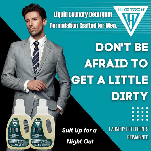 Hiketron Suit Up Liquid Laundry Detergent, 5x Ultra Concentrated, Tough Stains Remover, Long Lasting Masculine Scent (40 Fl Oz, Pack of 1)