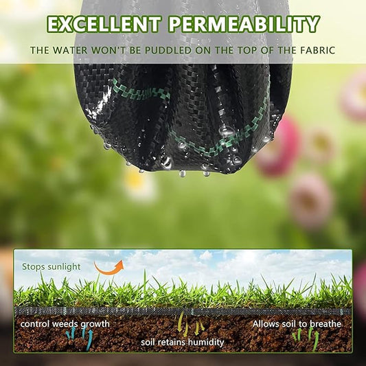 4ftx50ft Weed Barrier Landscape Fabric Heavy Duty,Weed Block Gardening Ground Cover Mat, Weed Control Garden Cloth ,Woven Geotextile Fabric for Underlayment,Commercial Driveway Fabric