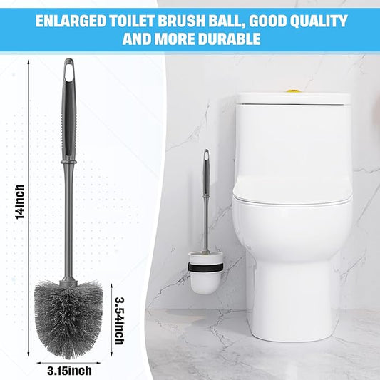 24 Pack Toilet Brush Bulk, Commercial Heavy Duty Professional Toilet Bowl Cleaning Brush for Bathroom, Restroom Maintenance Cleaning Supplies (14 Inch,Grey)