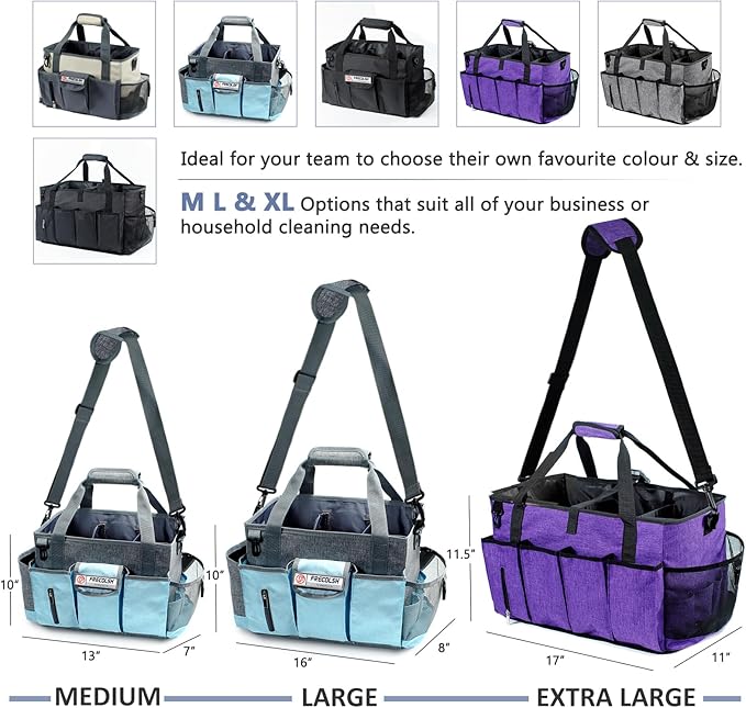 Large Cleaning Caddy for Cleaning Suppliers Organizer,15" Storage Organizer for House Clean Essential, Wearable Cleaing Bag, Storage Caddy for Housekeeping