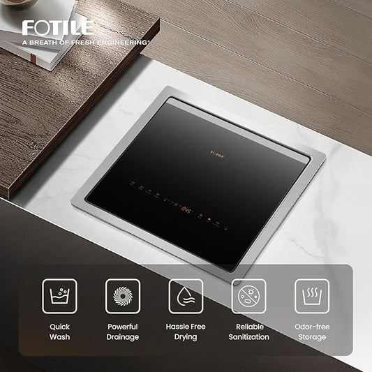 FOTILE 2-in-1 Top Load Dishwasher, 21" Compact Design with HydroJet Technology, Energy Efficient 15-Min Fast Wash with Produce Wash, Stainless Steel Tub, Odor-Free Storage, and Child Lock