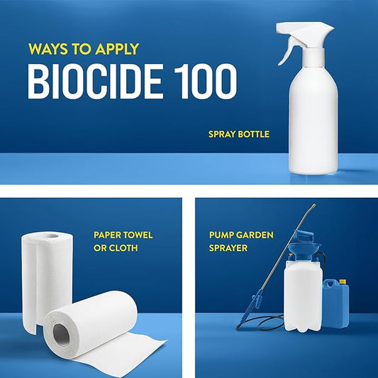 BioCide 100 - Multi-Purpose Cleaner and Disinfectant Spray - Professional Grade, Mildew, Bacteria and Fungi Remover - 1-Quart - Spray Bottle