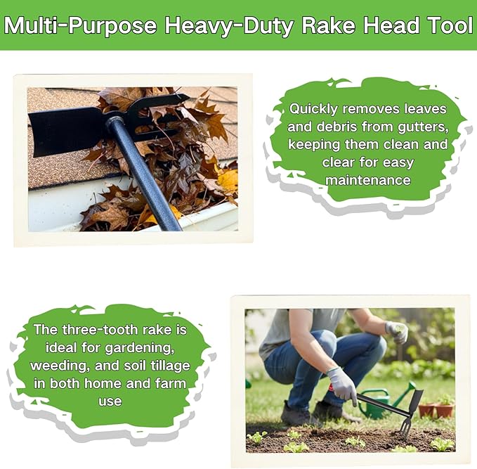 Heavy Duty Gutter Cleaning Tool, 10 Ft Leaf Gutter Cleaning Kit with Extension Pole Multifunctional Rake, Roof and Garden Debris Removal from Ground