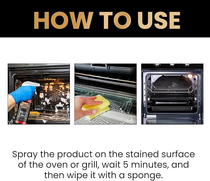 Oven and Grill Cleaner, Heavy-Duty Degreaser Spray for Kitchen Stoves, BBQ Grills, 100ml/3.38 fl oz, Professional Strength Grease Remover (10.14 Fl Oz)