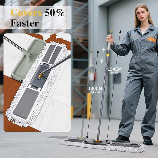 Masthome 36" Commercial Mop with 3 Microfiber Pads & Sponge Mop and Stainless Steel Handle with 3 Absorbent Mop Refills - Home & Office Suitable
