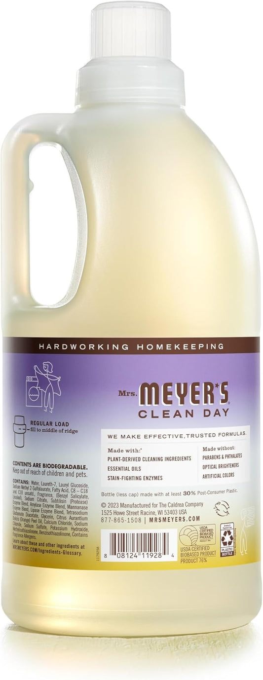 MRS. MEYER'S CLEAN DAY Liquid Laundry Detergent, Infused with Essential Oils, Compassion Flower, 64 oz (64 Loads)