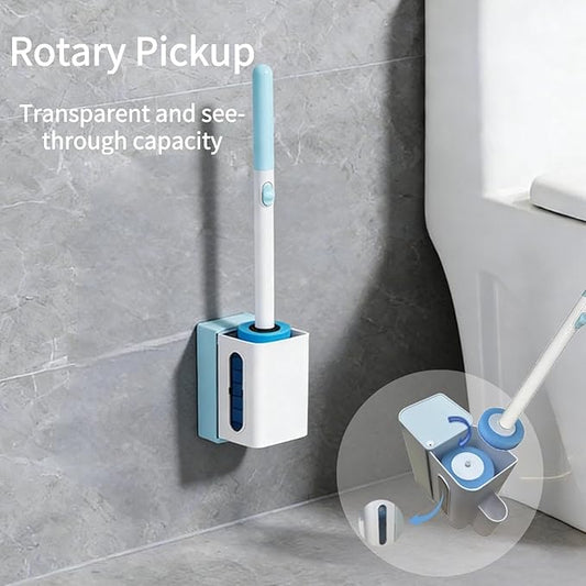Disposable Toilet Brush Cleaning System, Includes 56 Detergent Refills, Hygienic Replaceable Brush Heads, Wall-Mounted Rotating Holder Set, Bathroom Maintenance, Toilet Cleaner