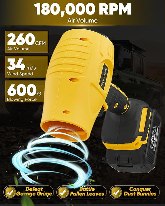 Portable Dust Cleaner 180000 RPM Cordless Leaf Blower 4.0Ah Battery with Adjustable Speed for Patio Driveways Workshop Lawn Cleaning (1 Battery)