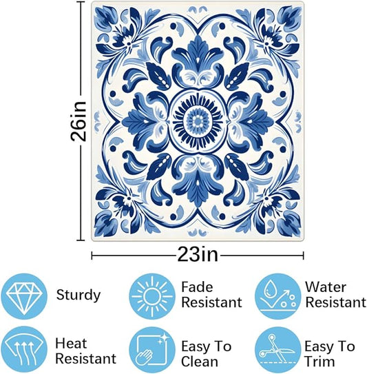 Dishwasher Magnet Cover Blue Ethnic Flower Paisley Reusable Dishwasher Magnetic Cover Sticker Decorative Dish Washer Door Cover Panel for Home Kitcen Appliance