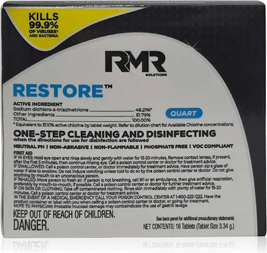 RMR Solutions RESTORE Disinfectant & Cleaner Concentrate, EPA Registered Mold Remover & Antibacterial Cleaning Solution for Kitchen, Bathroom, Floor, Home, Pet Areas, Counter, 13.1g, Makes 16 Quarts