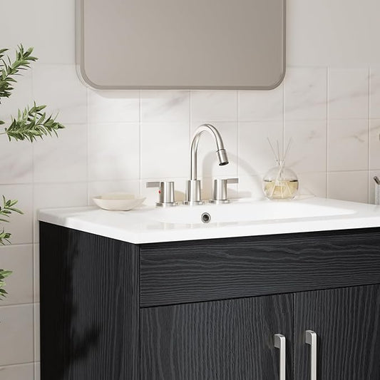 Phiestina Pull Down Sprayer Brushed Nickel Widespread Bathroom Sink Faucet, 8 Inch 2 Handles 3 Hole Pull Out Bathroom Faucet,with Pop Up Drain and Water Supply Line,BF04022-K01-GBN