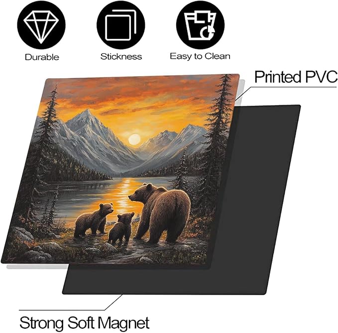 Lake Sunset Reflection Brown Bear Dishwasher Magnet Cover, Creative Kitchen Appliances Panel Decorate Refrigerator Front Door Magnets Decals 23" W x 26" H