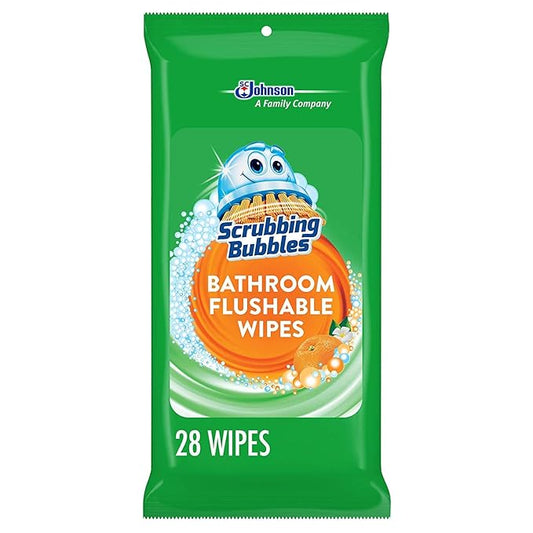 Antibacterial Bathroom Flushable Wipes, Citrus Action, 28 Count - 2 Pack